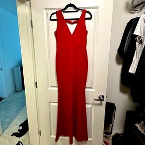 Red V-Neck Bodycon Dress